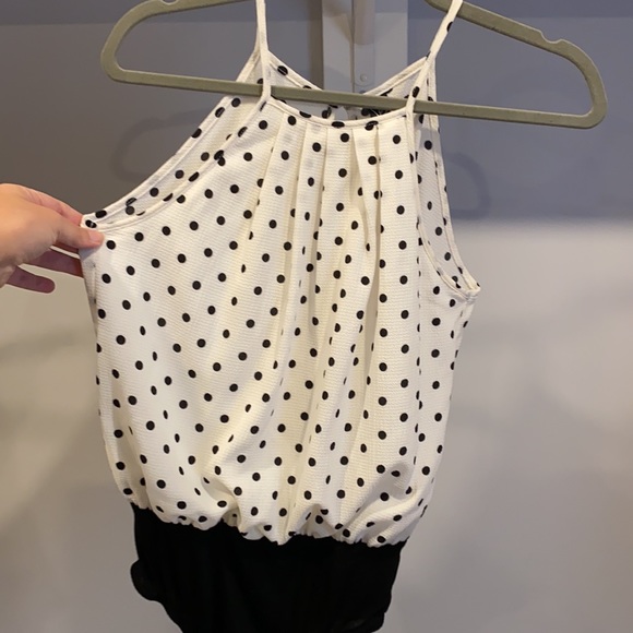 Spaghetti strap white with black polka dot bodysuit, never worn with tags - Picture 3 of 9